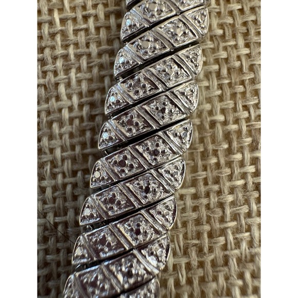 ROSS SIMONS 925 STERLING SILVER DIAGONAL LINK CHAIN NECKLACE MATCHING BRACELET - Picture 2 of 13